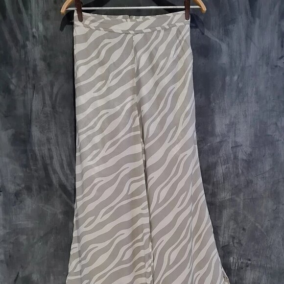 Anannasa Printed Fringes Wide Leg Zebra Palazzo Pajama Pants L - Picture 1 of 4